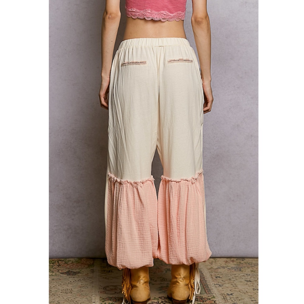 Cream/Pink Star Patch Joggers - Picture 3 of 3